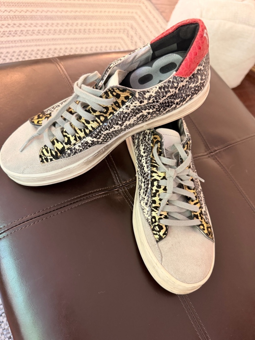 P448 John Snake-Print Low Top Lace-Up Sneakers Womens Size EU38 US7.5 - Picture 8 of 9